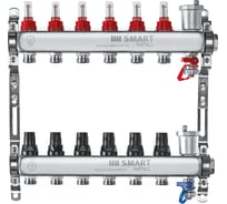 Комплект коллекторов Smart Install нерж. ст., с расходомерами 1x3/4-7 вых., 53107S