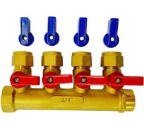 Коллектор Damento Clima c кранами 3/4*16 цанга, на 4 выхода 016234