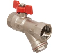 Кран шаровой Smart Install латунный ВР/ВР 1/2 с фильтром, бабочка красная, упак. 12 шт. 57251S