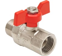 Кран шаровой Smart Install латунный ВР/НР 1 бабочка красная, упак. 12 шт. 57133S