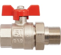 Кран шаровой Smart Install латунный ВР/НР 1 с американкой, бабочка, упак. 6 шт. 57153S