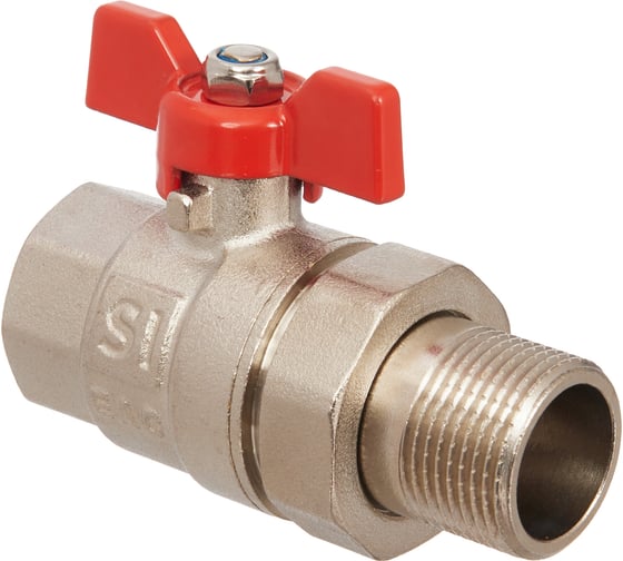 Кран шаровой Smart Install латунный ВР/НР 3/4 с американкой, бабочка, упак. 15 шт. 57152S