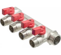 Коллектор СТМ 3/4"х1/2"х4, с шаровыми кранами, н/р S4MB3412