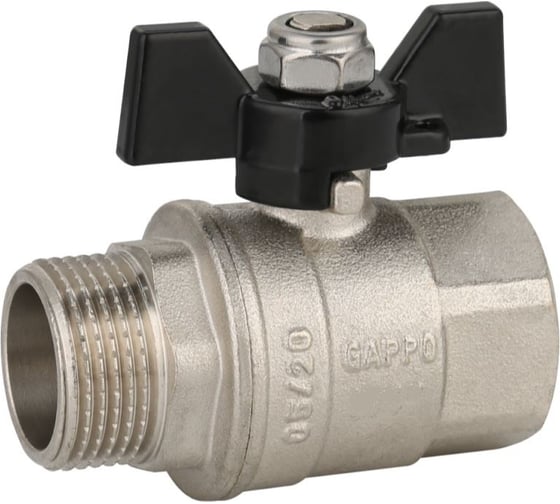 Шаровой кран Gappo полнопроходной ВР-НР, бабочка из алюминия 3/4" x 3/4" G225.05