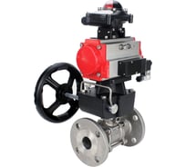 Шаровой кран DN.ru КШФПТ-ISO.316.180 Ду65 Ру25, с пневмоприводом, пневмораспределителем, БКВ, дублер D160-58215