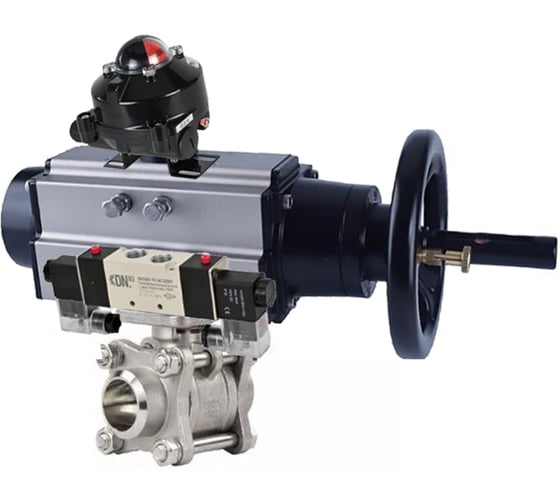 Кран шаровой DN.ru КШПП 316.200-ISO Ду80 Ру25 пн.привод, пн.распределитель, БКВ D160-58994 1