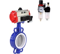 Затвор DN.ru WCB-316L-PTFE Ду300 Ру16 с пневмоприводом, пневмораспределителем, БПВ D050-64511