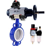Затвор DN.ru WCB-316L-PTFE Ду40 Ру16 с пневмоприводом, пневмораспределителем, БПВ, БКВ D050-64646