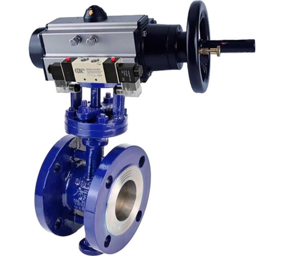 Затвор DN.ru с тройным эксцентр. WCB-304-M-F-ISO Ду80 Ру25 пневмопривод, пневморасп D050-65229 1