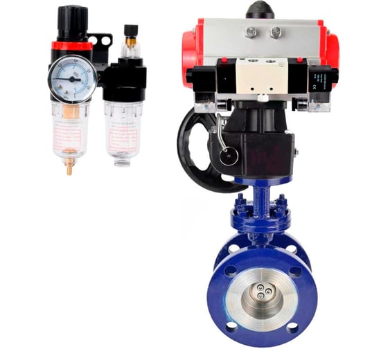 Затвор DN.ru с тройным эксцентр. WCB-316-M- Ду50 Ру25 пн.привод, пневморасп, дублёр, БПВ D050-59039 1