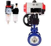 Затвор DN.ru с тройным эксцентр. WCB-316-M- Ду100 Ру25 пн.привод, пневморасп, дублёр, БПВ D050-59022