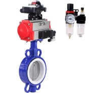 Затвор DN.ru WCB-316L-PTFE Ду65 Ру16 с пневмоприводом, пневмораспределителем, БПВ, БКВ D050-64524