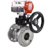 Шаровой кран DN.ru КШФП.316.200 Ду125 Ру16 с пневмоприводом, пневмораспределителем, дублером D160-58323