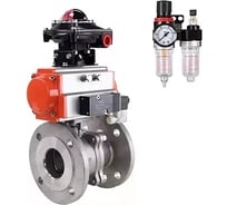 Шаровой кран DN.ru КШФП.316.200 Ду50 Ру40 с пневмоприводом, пневмораспределителем, БПВ, БКВ D160-58524