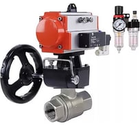 Кран шаровой DN.ru КШМП.316.230-ISO Ду25 Ру63 с пн.приводом, пневмораспр., БПВ, дублером D160-58286