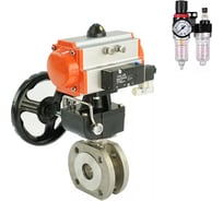 Шаровой кран DN.ru КШмФП.316.200 Ду32 Ру16, пневмопривод, пневмораспр., дублёр, БПВ D160-58050