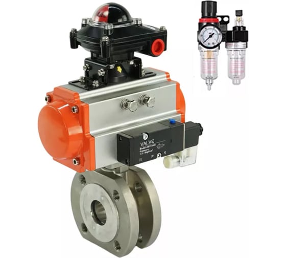 Шаровой кран DN.ru КШмФП.316.200 Ду15 Ру16, пневмопривод, пневмораспр., БКВ, БПВ D160-58137 1