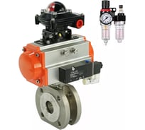 Шаровой кран DN.ru КШмФП.316.200 Ду25 Ру16, пневмопривод, пневмораспр., БКВ, БПВ D160-58139