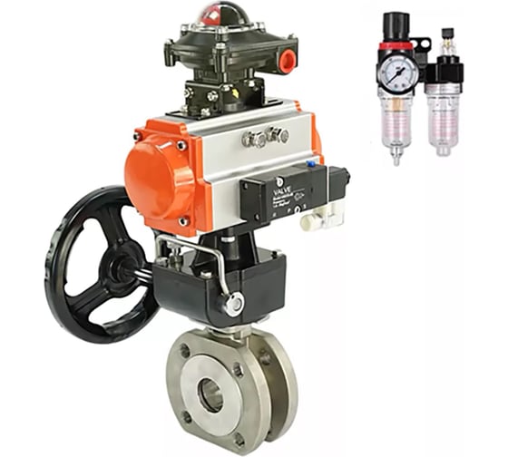 Шаровой кран DN.ru КШмФП.316.200 Ду65 Ру16, пневмопривод, пневмораспр., БКВ, дублёр, БПВ D160-58089 1