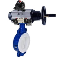 Затвор DN.ru WCB-WCB-PTFE-PTFE-Fb-R Ду150 Ру16 с пневмоприводом, пневмораспределителем, БКВ D050-65178