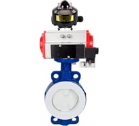 Затвор DN.ru WCB-WCB-PTFE-PTFE-Fb-R Ду300 Ру16 с пневмоприводом, пневмораспределителем, БКВ D050-59539