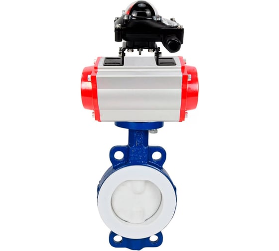Затвор DN.ru WCB-WCB-PTFE-PTFE-Fb-R Ду300 Ру16 футерованный с пневмоприводом, БКВ D050-59667 1