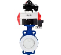 Затвор DN.ru WCB-WCB-PTFE-PTFE-Fb-R Ду250 Ру16 с пневмоприводом, пневмораспределителем, БКВ D050-59490