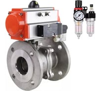 Шаровой кран DN.ru КШФП.316.200 Ду200 Ру16 с пневмоприводом, пневмораспределителем, БПВ D160-58359