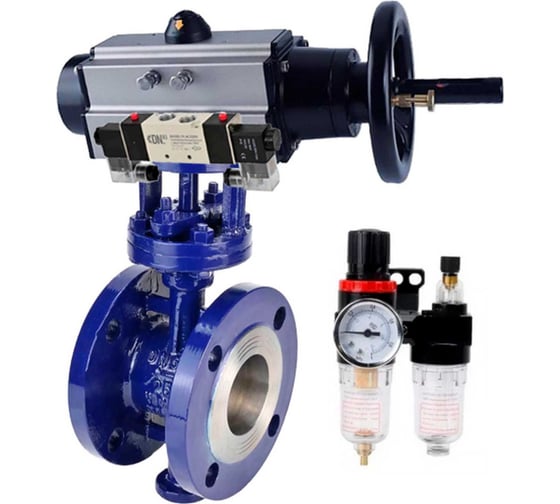 Затвор DN.ru с тройным эксцентр. WCB-304-M-F-ISO Ду80 Ру25 пневмопривод, пневморасп, БПВ D050-65272 1