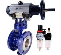 Затвор DN.ru с тройным эксцентр. WCB-304-M-F-ISO Ду80 Ру25 пневмопривод, пневморасп, БПВ D050-65277