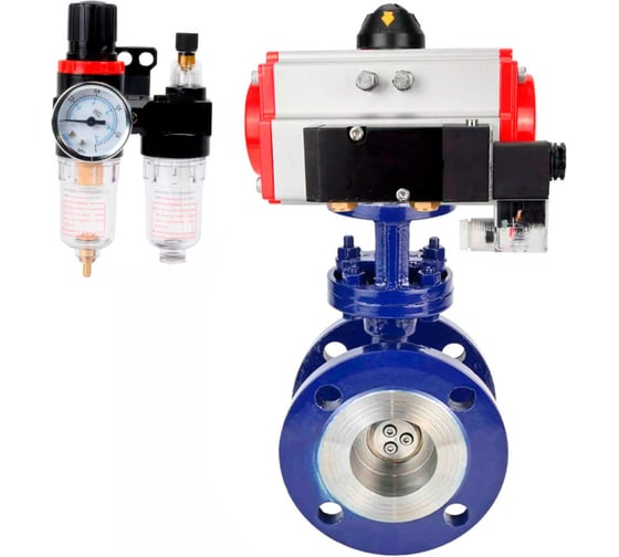 Затвор DN.ru с тройным эксцентр. WCB-316-M-F-ISO Ду100 Ру25 пневмопривод, пневморасп, БПВ D050-58943 1