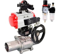 Шаровой кран DN.ru 304-304 LONG Ду10 Ру63 пневмопривод, пневмораспред, БКВ, БПВ, дублёр D160-58698