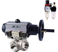 Шаровой кран DN.ru RP.SS316.200.MM L-тип Ду80 Ру40 пневмопривод, пневмораспр, БПВ D160-59184