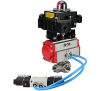 Шаровой кран DN.ru RP.SS316.200.MM L-тип Ду32 Ру63 пневмопривод, пневмораспр, БКВ D160-59293