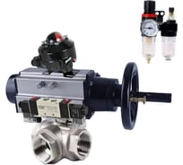 Шаровой кран DN.ru RP.SS316.200.MM L-тип Ду80 Ру40 пневмопривод,пневмораспр,БКВ,БПВ D160-59192