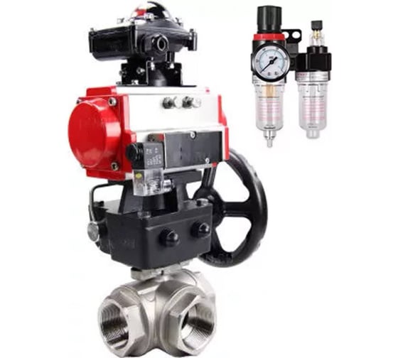 Шаровой кран DN.ru RP.SS316.200.MM L-тип Ду10 Ру63 привод,пневмораспр,БКВ,БПВ,дублёр D160-59148 1