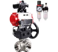Шаровой кран DN.ru RP.SS316.200.MM L-тип Ду10 Ру63 привод,пневмораспр,БКВ,БПВ,дублёр D160-59154