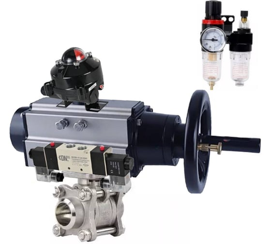 Кран шаровой DN.ru КШПП 316.200-ISO Ду80 Ру25 пн.привод, пн.распределитель, БПВ, БКВ D160-59020 1