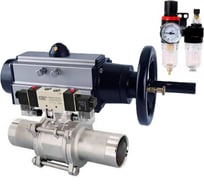 Шаровой кран DN.ru 304-304 LONG Ду100 Ру16 пневмопривод, пневмораспред, БПВ D160-58741