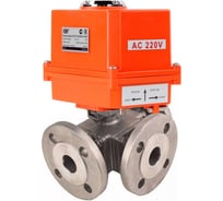 Шаровой кран DN.ru 316-316-PTFE L-тип Ду20 Ру16 3-ходовой, электропривод QT-003-MINI D160-59434