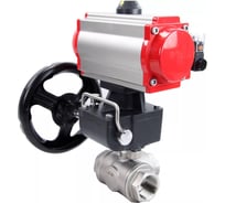 Шаровой кран DN.ru RP.SS316.200.MM L-тип Ду80 Ру40 пневмопривод, пневмораспр, дублёр D160-59068