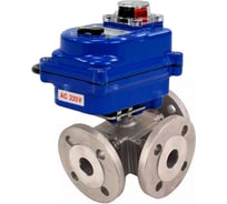 Шаровой кран DN.ru 316-316-PTFE L-тип Ду20 Ру16 3-ходовой, электропривод QT-003-12-blue D160-59429