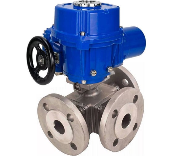 Шаровой кран DN.ru 316-316-PTFE L-тип Ду25 Ру16 3-ходовой, электропривод QT-W(M)-005-380 D160-59452