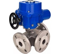 Шаровой кран DN.ru 316-316-PTFE L-тип Ду40 Ру16 3-ходовой, электропривод QT-W(M)-005-220 D160-59467