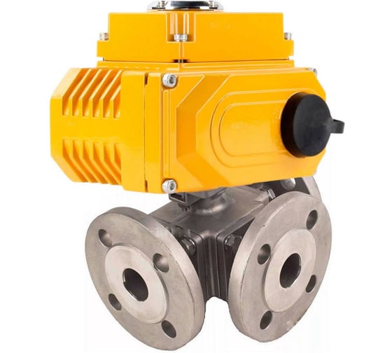 Шаровой кран DN.ru 316-316-PTFE L-тип Ду50 Ру16 3-ходовой, электропривод QT-010-24 D160-59472 1