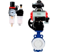 Затвор DN.ru WCB-WCB-PTFE-PTFE-Fb-R Ду150 Ру16 с пневмоприводом, пневмораспределителем, БПВ, БКВ, дублером D050-60134