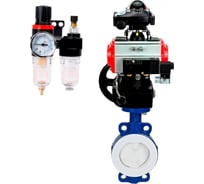 Затвор DN.ru WCB-WCB-PTFE-PTFE-Fb-R Ду250 Ру16 с пневмоприводом, пневмораспределителем, БПВ, БКВ, дублером D050-60136