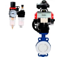 Затвор DN.ru WCB-WCB-PTFE-PTFE-Fb-R Ду250 Ру16 с пневмоприводом, пневмораспределителем, БПВ, БКВ, дублером D050-60154