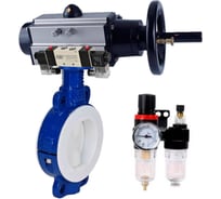 Затвор DN.ru WCB-WCB-PTFE-PTFE-Fb-R Ду200 Ру16 с пневмоприводом, пневмораспределителем, БПВ D050-65203