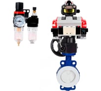 Затвор DN.ru WCB-WCB-PTFE-PTFE-Fb-R Ду200 Ру16 с пневмоприводом, пневмораспределителем, БПВ, БКВ, дублером D050-60189